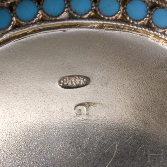 A small Russian silver-gilt and cloisonne-enamelled kovsh, Moscow, Maria Semenova, 1896 - 1905