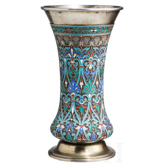 A Russian silver-gilt and cloisonn&eacute;-enamel beaker, 20th century