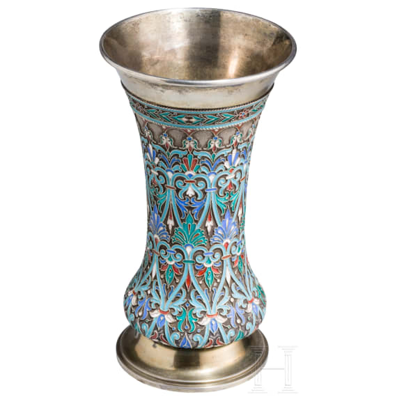 A Russian silver-gilt and cloisonn&eacute;-enamel beaker, 20th century