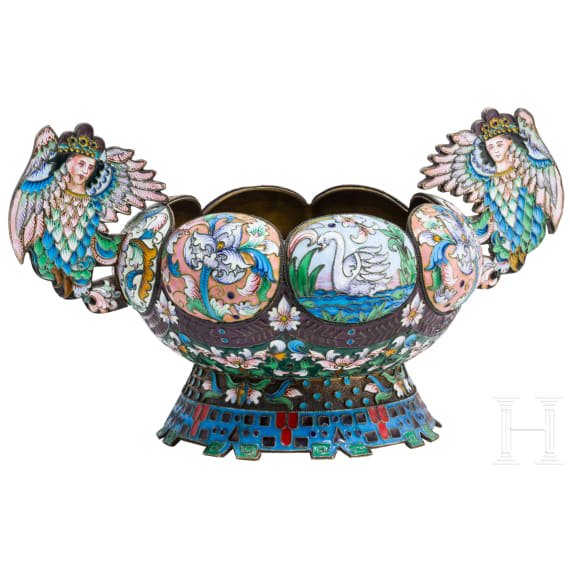 A silver-gilt and cloisonn&eacute; enamel bowl, 20th century