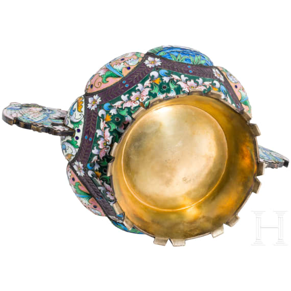 A silver-gilt and cloisonn&eacute; enamel bowl, 20th century