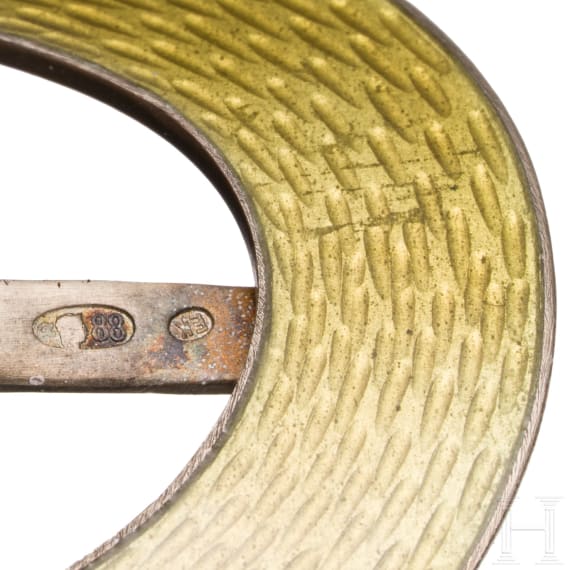 A Russian silver and guilloche enamel buckle belt, in the manner of Faberg&eacute;, 20th century