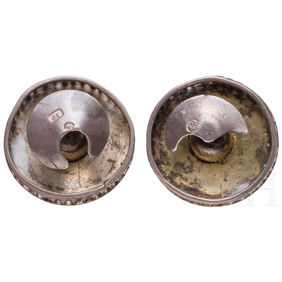 Two silver and champlev&eacute;-enamel cufflinks, Russia, St. Petersburg, circa 1900