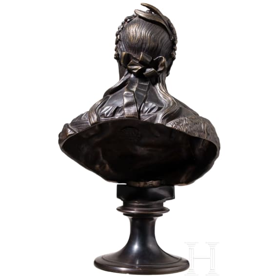 A bronze bust showing Elisabeth I, Empress of Russia 1741 - 1762 stamped St. Petersburg, Felix Chopin, 1868 - production later