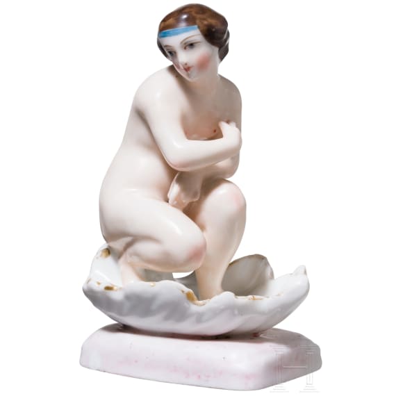 An erotic porcelain figure of a lady, Russian private manufacture, mid-19th century