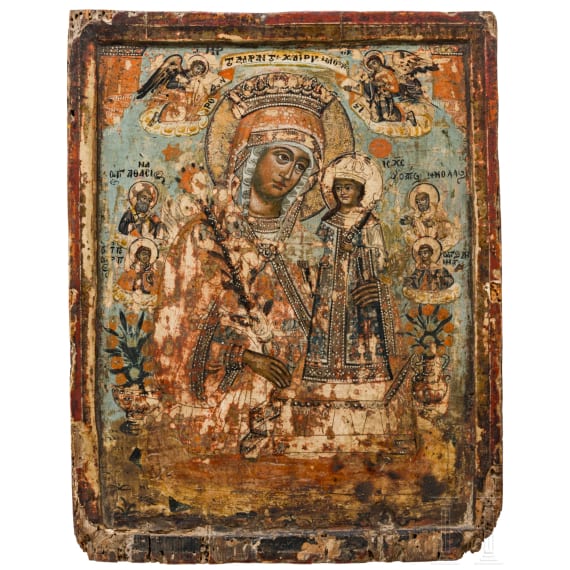 A Greek icon showing the Mother of God "the unfading rose", 18th century