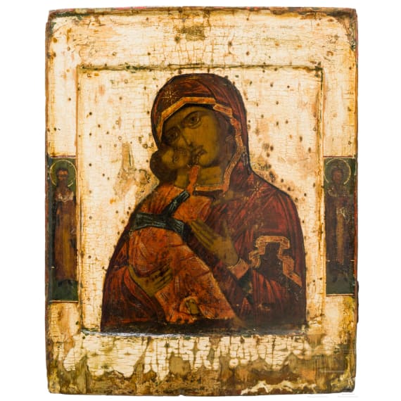 A Russian icon showing the Wladimirskaya Mother of God, 17th century