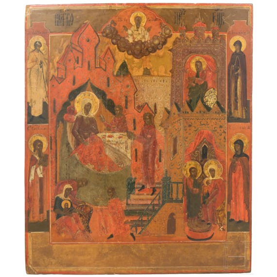 An Russian icon showing the Nativity of the Mother of God, 19th century