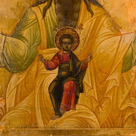 A rare Russian icon showing Lord Sabaoth (Godfather), 19th century