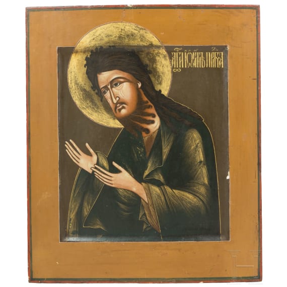 A Russian icon showing St. John the Baptist from a Deisis, circa 1900