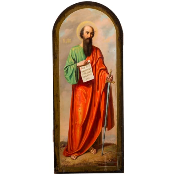 A large Russian icon showing Apostle Paul, 19th century