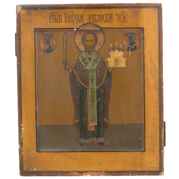 A Russian icon showing Saint Nicholas of Mozhaisk, 19th century