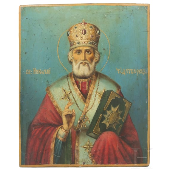 A Russian icon showing Saint Nicholas of Myra, late 19th century
