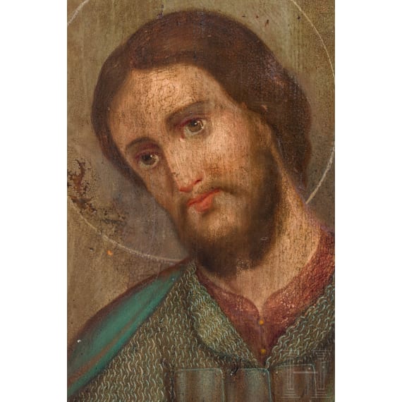 An icon showing Saint Alexander Nevski, Russia, late 19th century