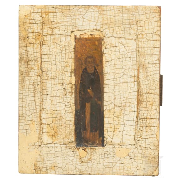 A small Russian icon showing a Monk Saint, 17th century