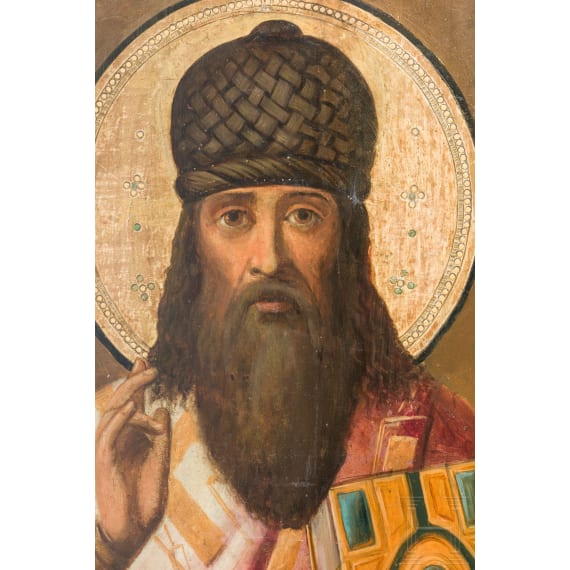 A large icon showing Saint Spyridon of Korfu, Russia, late 19th century