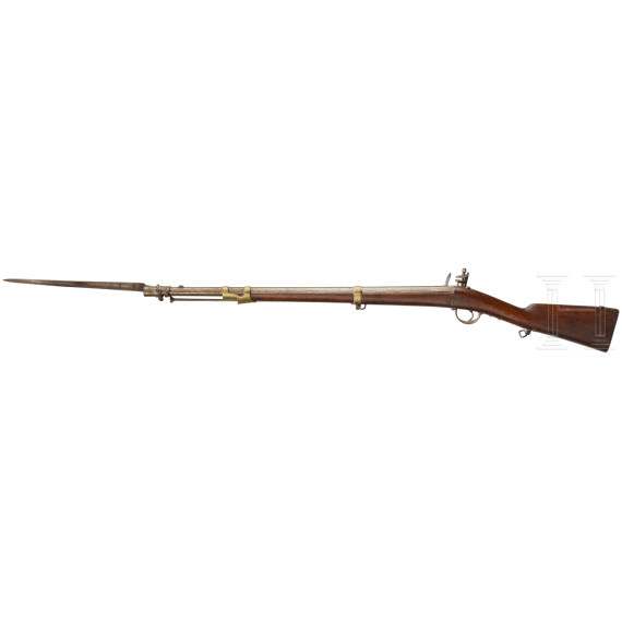 A rifle rebuilt to flintlock similar to gendarmerie musket model 1853 T, Li&egrave;ge/Ch&acirc;tellerault
