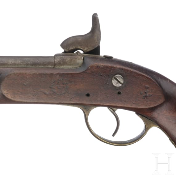 An Italian and an English percussion pistol, 1973 and 1857
