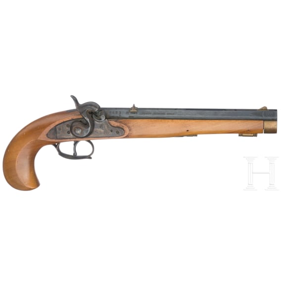 An Italian and an English percussion pistol, 1973 and 1857