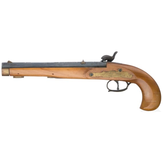 An Italian and an English percussion pistol, 1973 and 1857