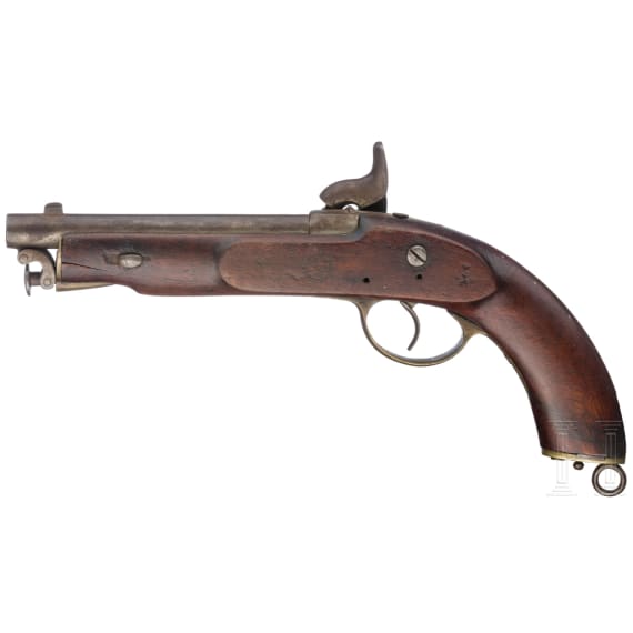 An Italian and an English percussion pistol, 1973 and 1857