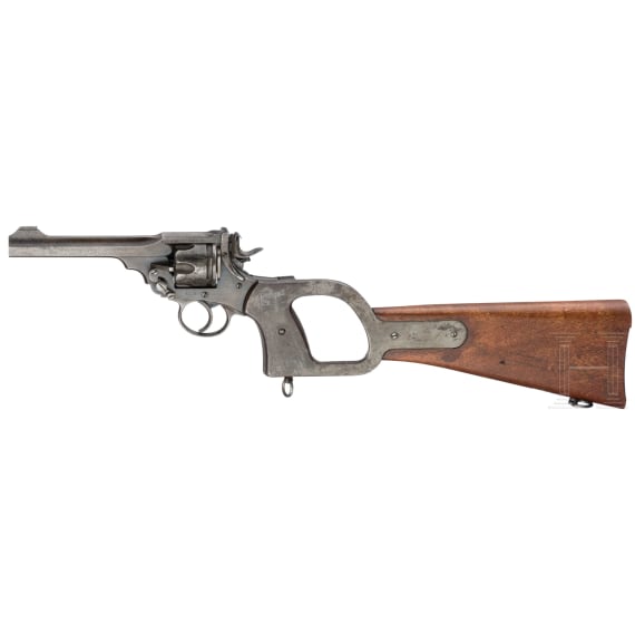 A Webley & Scott Mk VI, .455, with shoulder stock