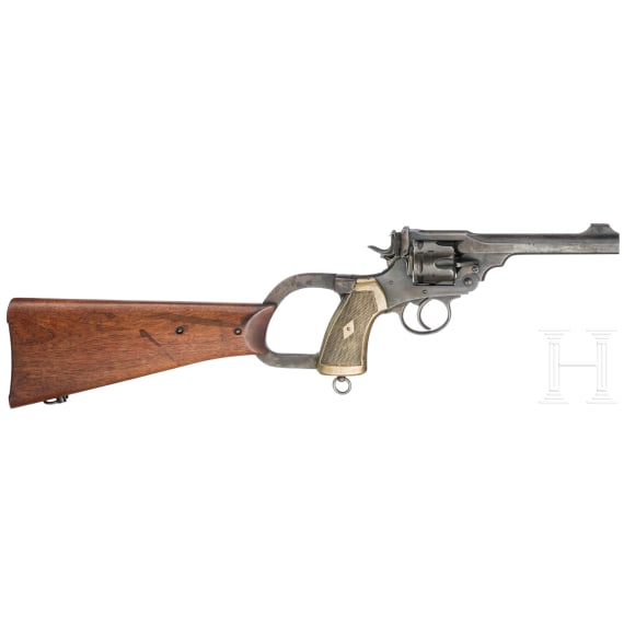 A Webley & Scott Mk VI, .455, with shoulder stock