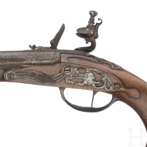 A flintlock pistol by Frans Delahaye, Maastricht, circa 1710 and later