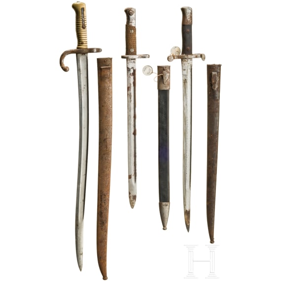 Three international bayonets, late 19th century