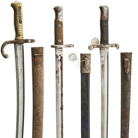 Three international bayonets, late 19th century