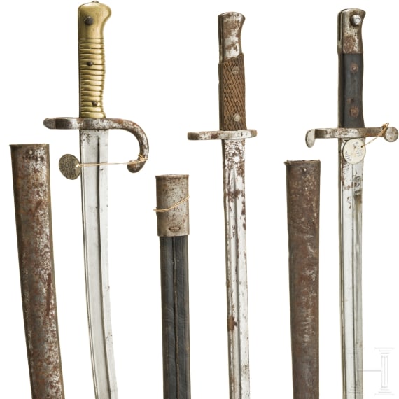 Three international bayonets, late 19th century