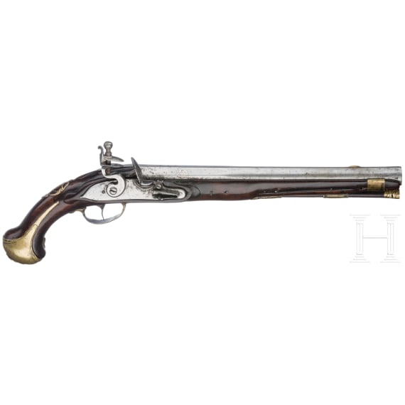 A long German flintlock pistol for cavalry officers, mid-18th century
