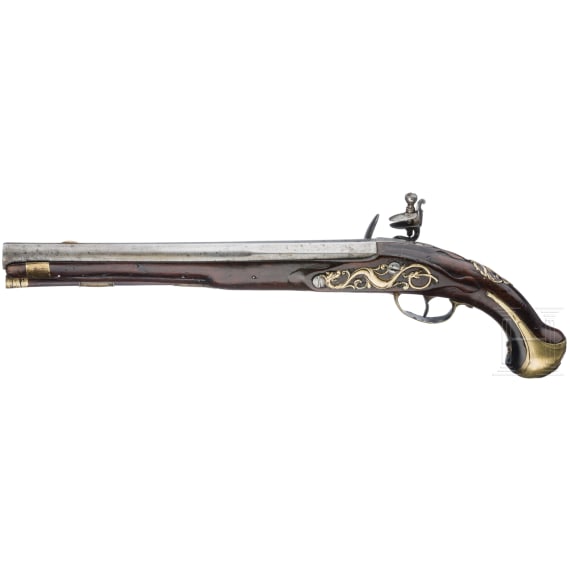 A long German flintlock pistol for cavalry officers, mid-18th century