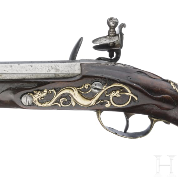 A long German flintlock pistol for cavalry officers, mid-18th century