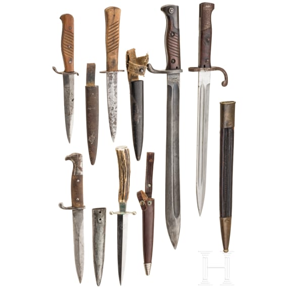 Two bayonets and four trench daggers