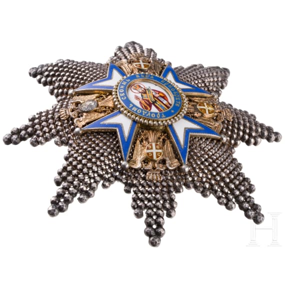 Serbischer St. Sava-Orden - brillantierter Bruststern zum Gro&szlig;offizier und Halskreuz