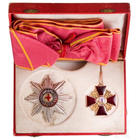 St. Anna-Orden, Garnitur der 1. Klasse mit Etui und Sch&auml;rpe, Russland, zwischen 1860 - 1870