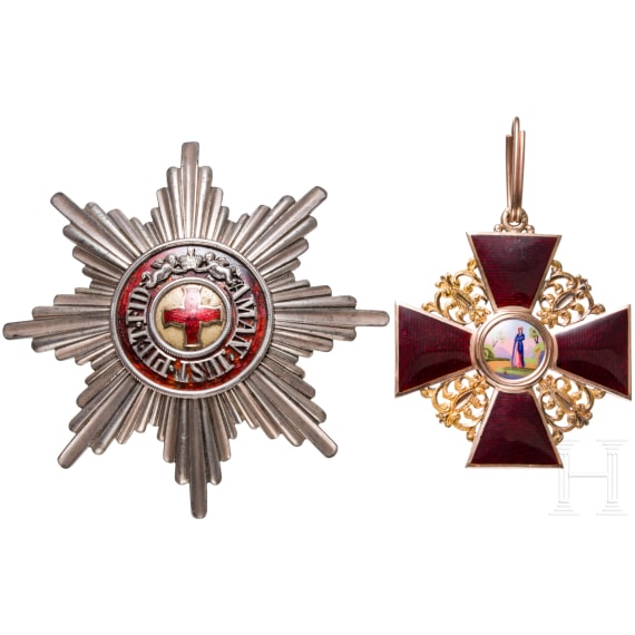 St. Anna-Orden, Garnitur der 1. Klasse mit Etui und Sch&auml;rpe, Russland, zwischen 1860 - 1870