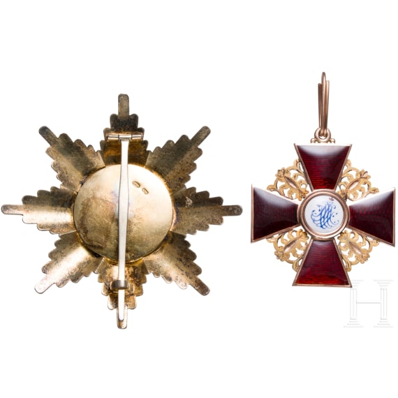 St. Anna-Orden, Garnitur der 1. Klasse mit Etui und Sch&auml;rpe, Russland, zwischen 1860 - 1870