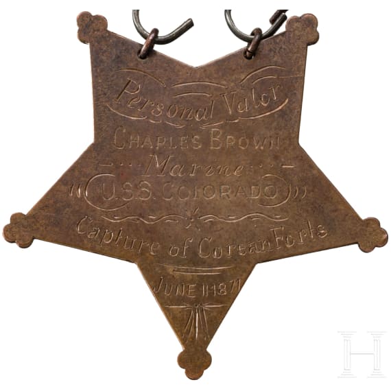 Corporal Charles Brown, US Marine Corps - Medal of Honor f&uuml;r die Eroberung der Standarte eines koreanischen Forts am 11. Juni 1871