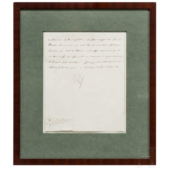 Napoleon I. - signierter Diktatbrief an den Kriegsminister Duc de Feltre, datiert "Rotterdam le 26 Octobre 1811"