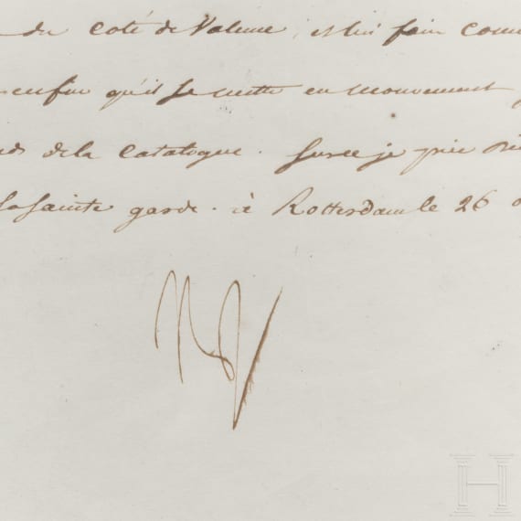 Napoleon I. - signierter Diktatbrief an den Kriegsminister Duc de Feltre, datiert "Rotterdam le 26 Octobre 1811"
