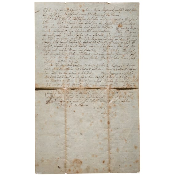 Bedeutender Augenzeugenbericht eines deutschen Offiziers von der Schlacht bei Borodino, datiert 12.9.1812