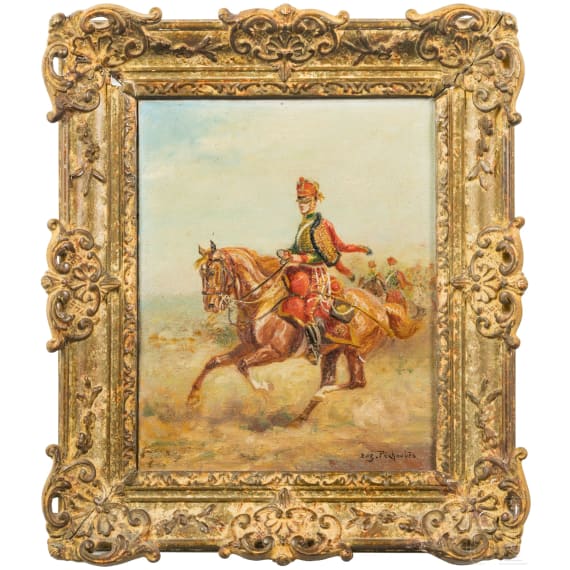 Eug&egrave;ne P&eacute;chaubes (1890 - 1967), Reitender Husar im Felde