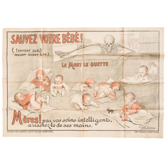 Plakat "Sauvez Votre B&eacute;b&eacute;!", um 1918