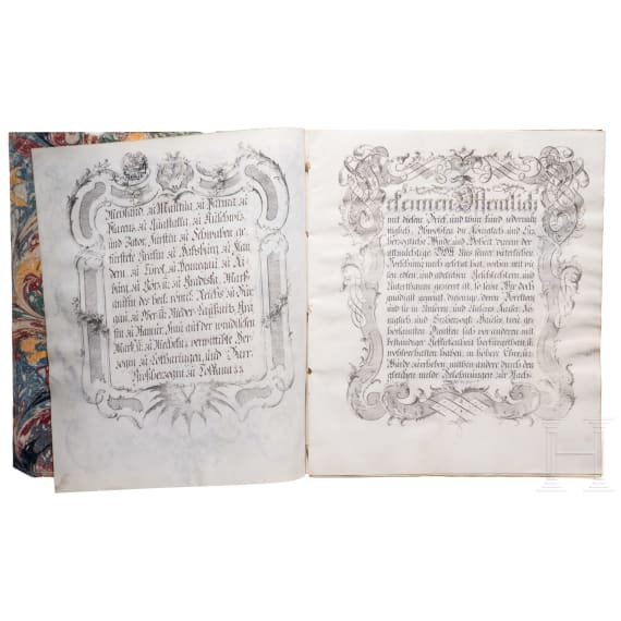 Kaiserin Maria Theresia - Adelsbrief f&uuml;r den Obersteueramtsdirektor Johann Joseph Edler von Leiner, 1774
