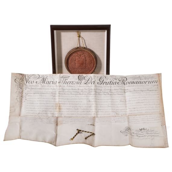 Kaiserin Maria Theresia - Diplom f&uuml;r den Consul Petro Guarini in Ravenna, datiert 1778