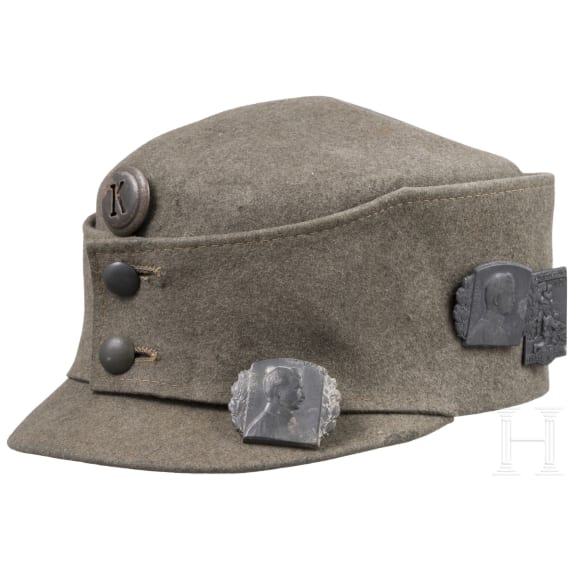 Feldgraue Feldkappe f&uuml;r Mannschaften der k.u.k. Infanterie, um 1917