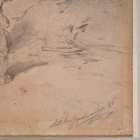 Josef Anton Strassgschwandtner (1826 - 1881) - eigenh&auml;ndige Entwurfszeichnung f&uuml;r Gem&auml;lde