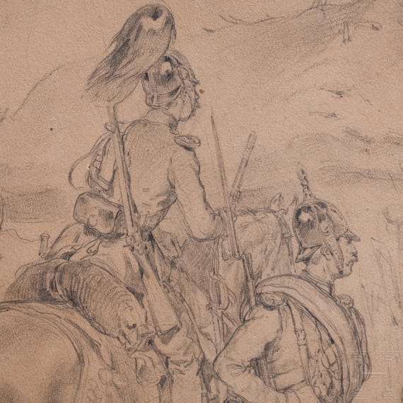 Josef Anton Strassgschwandtner (1826 - 1881) - eigenh&auml;ndige Entwurfszeichnung f&uuml;r Gem&auml;lde